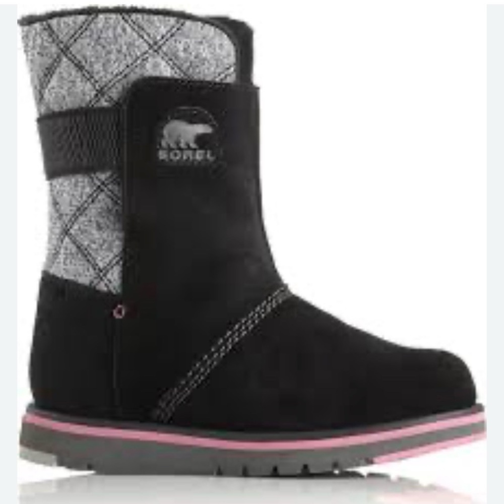 Sorel Sz 6 Women’s Tyee Winter Boot Black Suede, Grey and Pink